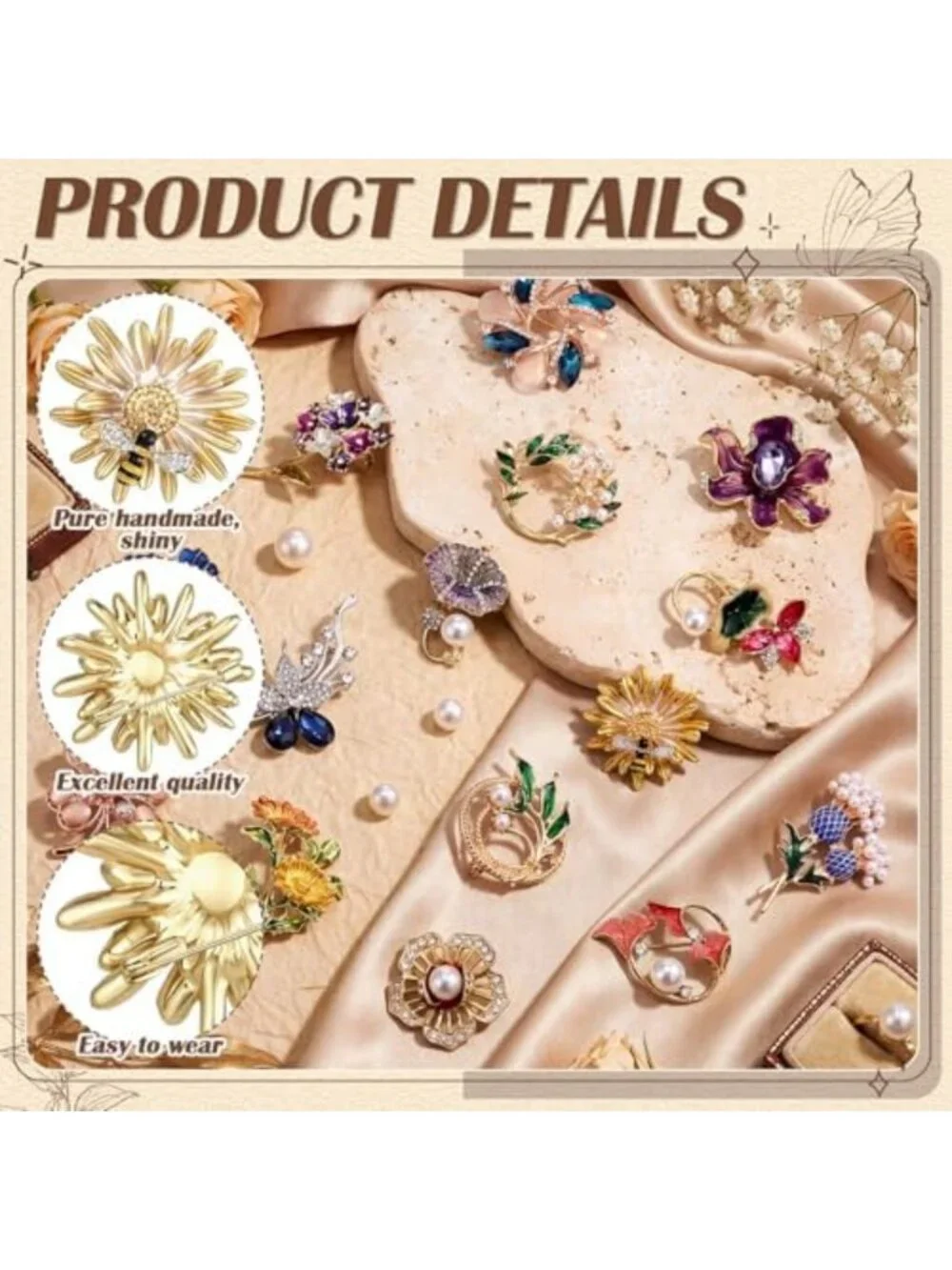 16 Pcs Vintage Rhinestone Animal & Plant Brooch Set - Unique Gifts for Women